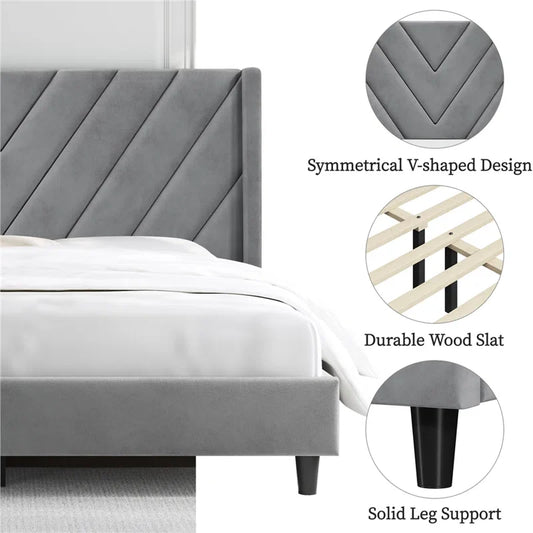 Permelia Upholstered Wingback Bed