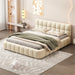 Queen Size Upholstered Platform Bed With Thick Fabric, Grounded Bed With Solid Frame