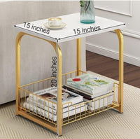 Paige Square Sofa Side Basket Table for Living Room