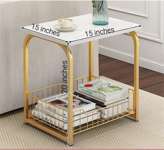 Paige Square Sofa Side Basket Table for Living Room