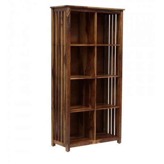 Solid Sheesham Wood Large Vertical Bookshelf Strip Design (Standard, Honey Finish)