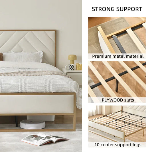 Sheila Upholstered Platform Bed with Velvet Tufted Headboard