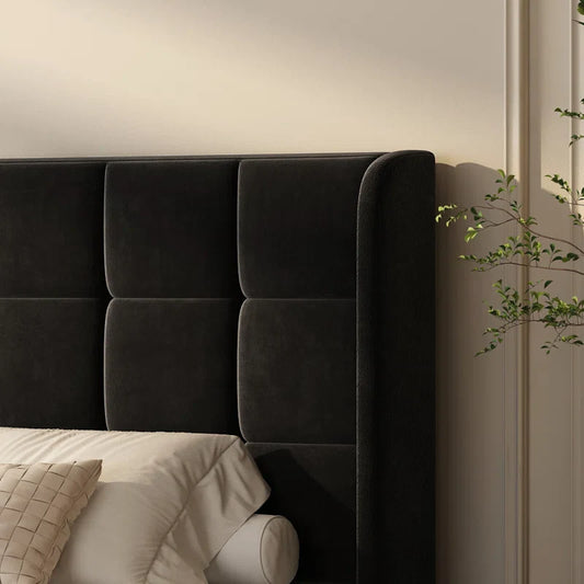 Soley Upholstered Wingback Bed