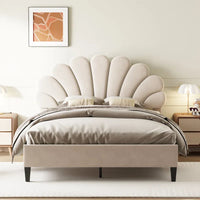 Tayveion Upholstered Platform Bed with Floral Velvet Headboard