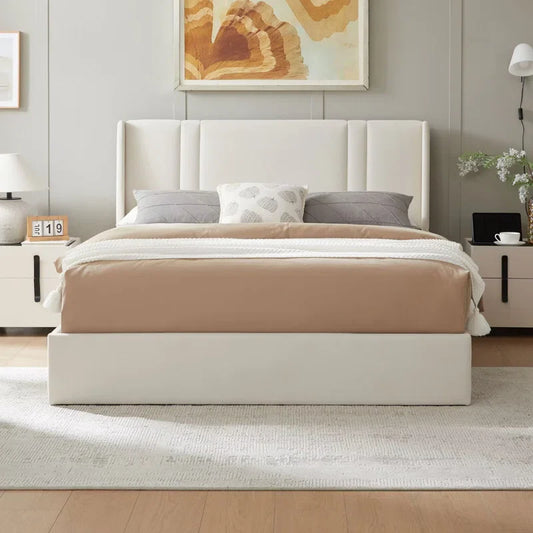 Upholstered Gas Lift Storage Bed Frame, Wingback Design, Spacious Under-Bed Storage, Sturdy Metal Frame, Easy Assembly, Ideal for Modern Bedrooms