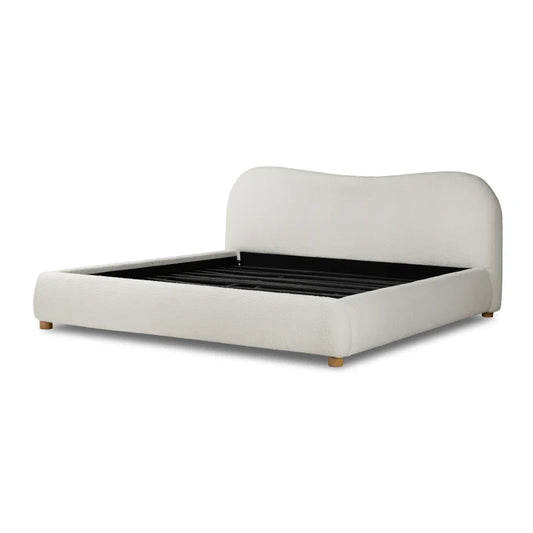 Upholstered Oliver Bed with Curved Headboard, Performance fabric, Heshimu