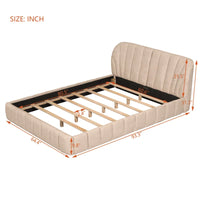 Upholstered Platform Bed with Thick Fabric, Polyester