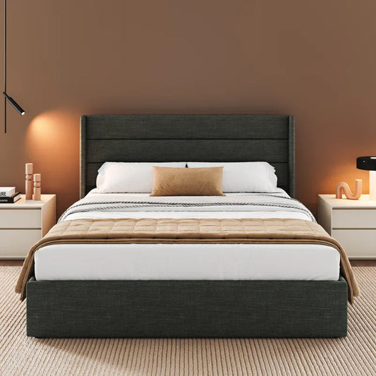 Valire Upholstered Wingback Storage Bed