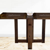 Sheesham Wood foldable dining table in walnut finish