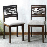 Wooden Aptitude Arm Solid Wood Cushioned Dining Chair Set of 2 PCs