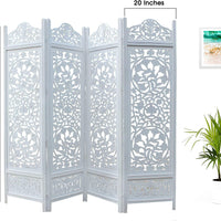 4 Panel Wooden Partition for Living Room & Office in White Colour