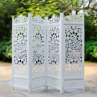 4 Panel Wooden Partition for Living Room & Office in White Colour
