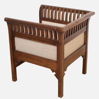 Solid Wood 1 Seater Sofa in Walnut Colour