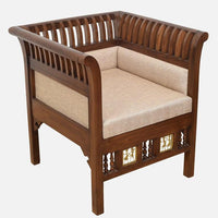 Solid Wood 1 Seater Sofa in Walnut Colour