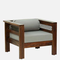 Sheesham Wood 1 Seater Sofa In Provincial Teak Finish