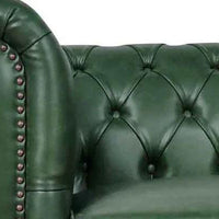 Leatherette Chesterfield 2 Seater Sofa In Olive Green Finish