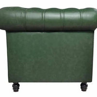 Leatherette Chesterfield 2 Seater Sofa In Olive Green Finish