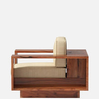 Solid Wood 1 Seater Sofa in Walnut Colour