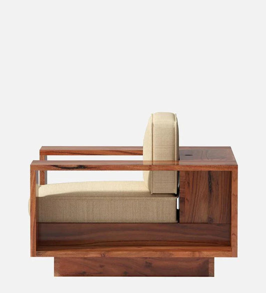 Solid Wood 1 Seater Sofa in Walnut Colour