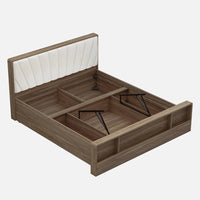 Symo King Size Bed in Bella Noce & Glossy White Colour with Hydraulic Storage