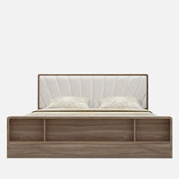 Symo King Size Bed in Bella Noce & Glossy White Colour with Hydraulic Storage