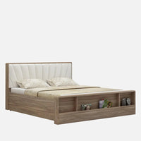 Symo King Size Bed in Bella Noce & Glossy White Colour with Hydraulic Storage