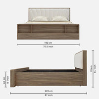 Symo King Size Bed in Bella Noce & Glossy White Colour with Hydraulic Storage