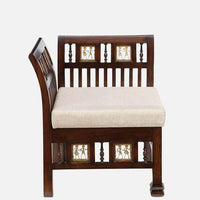 Teak Wood 1 Seater Sofa in Walnut Finish