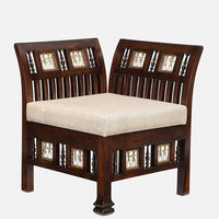 Teak Wood 1 Seater Sofa in Walnut Finish