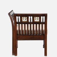 Teak Wood 1 Seater Sofa in Walnut Finish