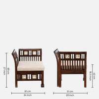 Teak Wood 1 Seater Sofa in Walnut Finish