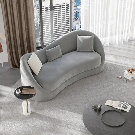Ryan Gray Velvet Upholstered Sofa 3-Seater Sofa Solid Wood Frame