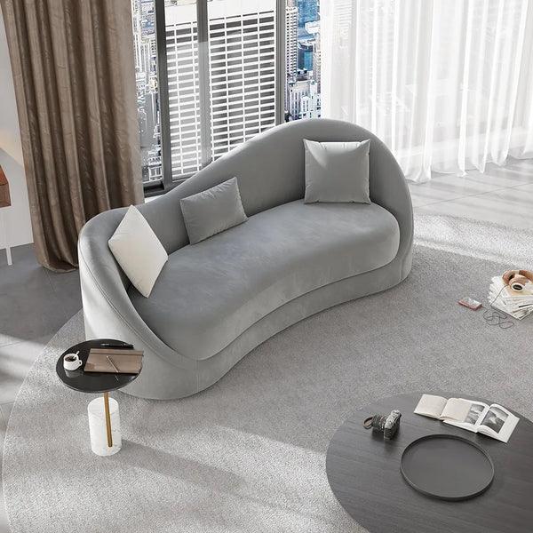 Ryan Gray Velvet Upholstered Sofa 3-Seater Sofa Solid Wood Frame