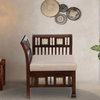Teak Wood 1 Seater Sofa in Walnut Finish