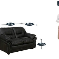 Leatherette 2 Seater Sofa In Black