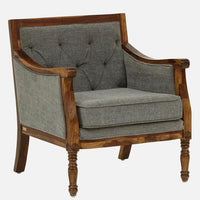 Sheesham Wood 1 Seater Sofa In Grey Colour
