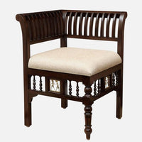 Teak Wood 1 Seater Sofa in Walnut Finish