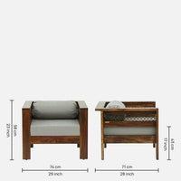 Sheesham Wood 1 Seater Sofa In Provincial Teak Finish