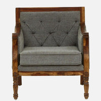 Sheesham Wood 1 Seater Sofa In Grey Colour