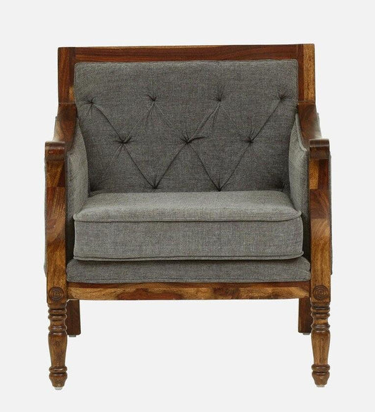 Sheesham Wood 1 Seater Sofa In Grey Colour