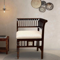 Teak Wood 1 Seater Sofa in Walnut Finish