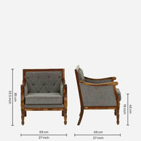 Sheesham Wood 1 Seater Sofa In Grey Colour