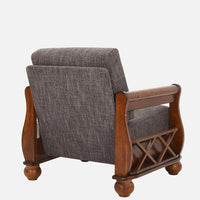 Solid Wood 1 Seater Sofa in Brown Colour