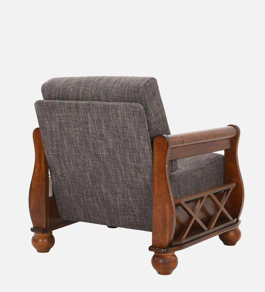 Solid Wood 1 Seater Sofa in Brown Colour