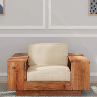 Solid Wood 1 Seater Sofa in Walnut Colour