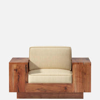 Solid Wood 1 Seater Sofa in Walnut Colour