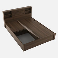King Size Bed in Brown Finish with Box Storage