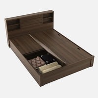King Size Bed in Brown Finish with Box Storage