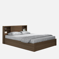 King Size Bed in Brown Finish with Box Storage