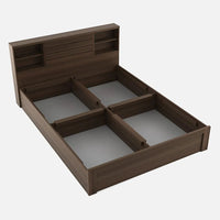 King Size Bed in Brown Finish with Box Storage